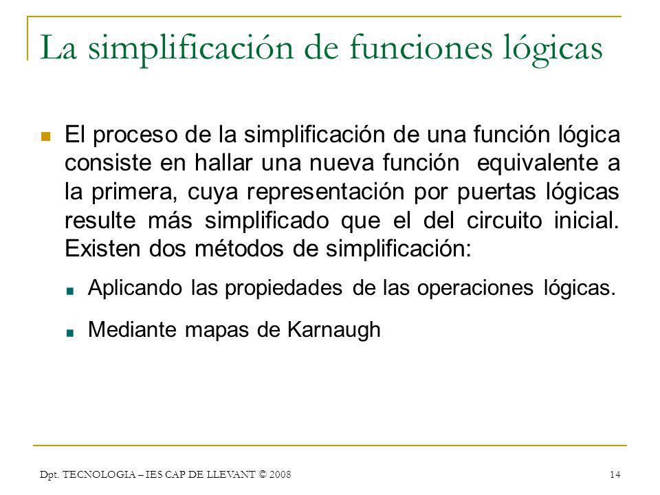 La simplificación de funciones lógicas