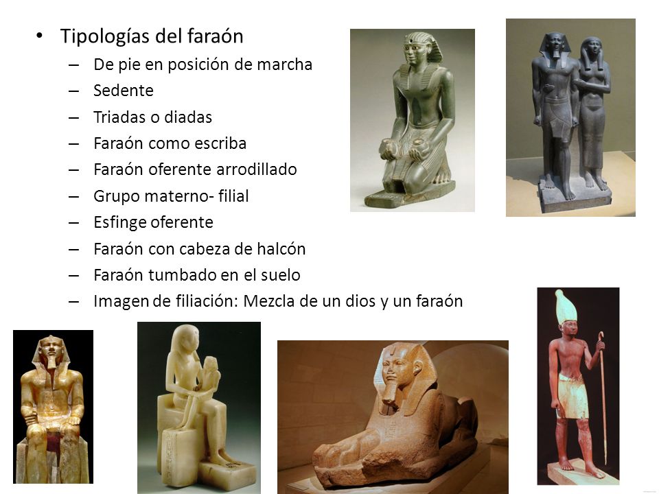 Tipologías del faraón De pie en posición de marcha Sedente