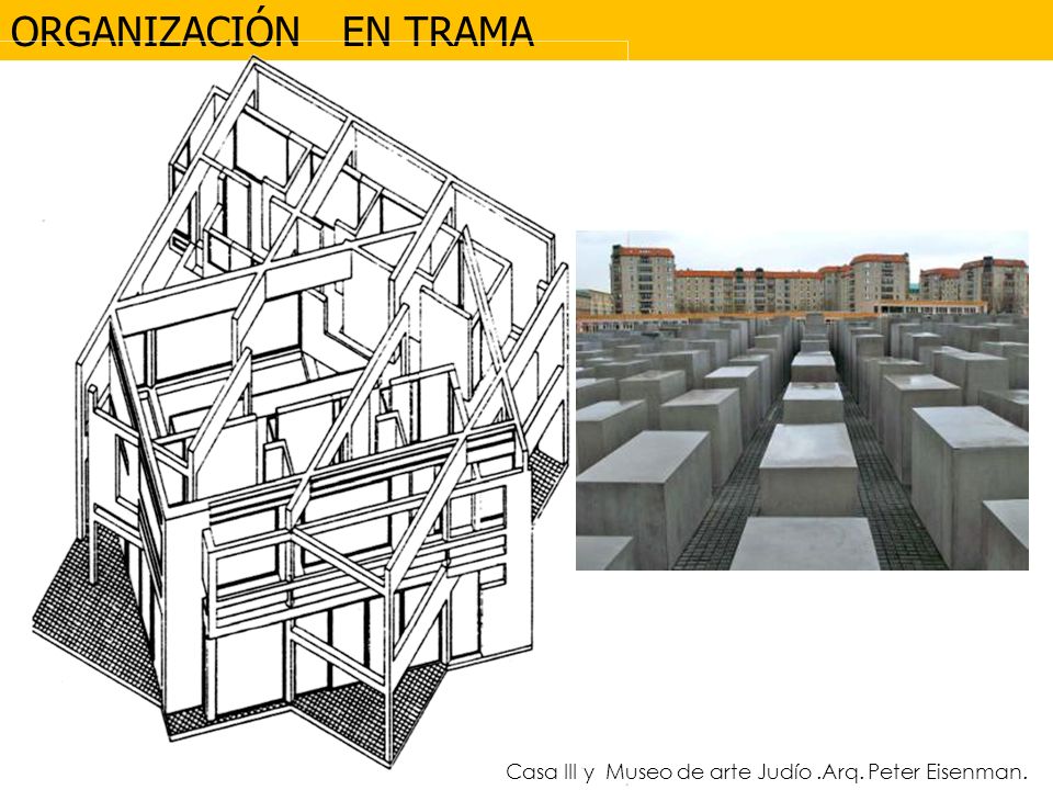 ORGANIZACIÓN EN TRAMA Casa III y Museo de arte Judío .Arq. Peter Eisenman.