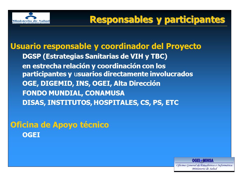 Responsables y participantes
