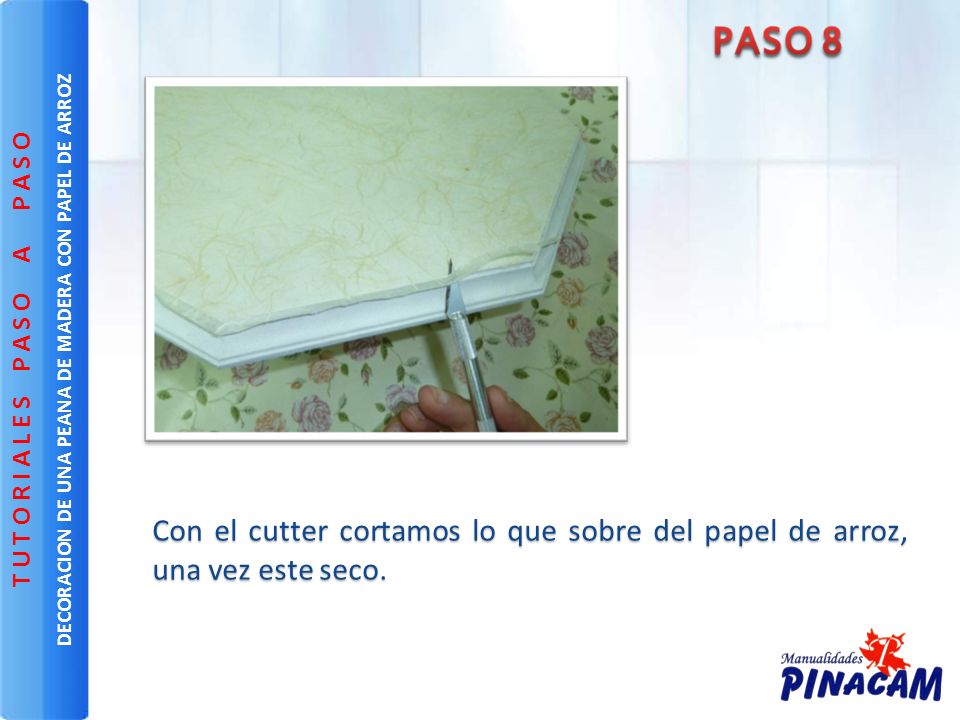 DECORACION DE UNA PEANA DE MADERA CON PAPEL DE ARROZ
