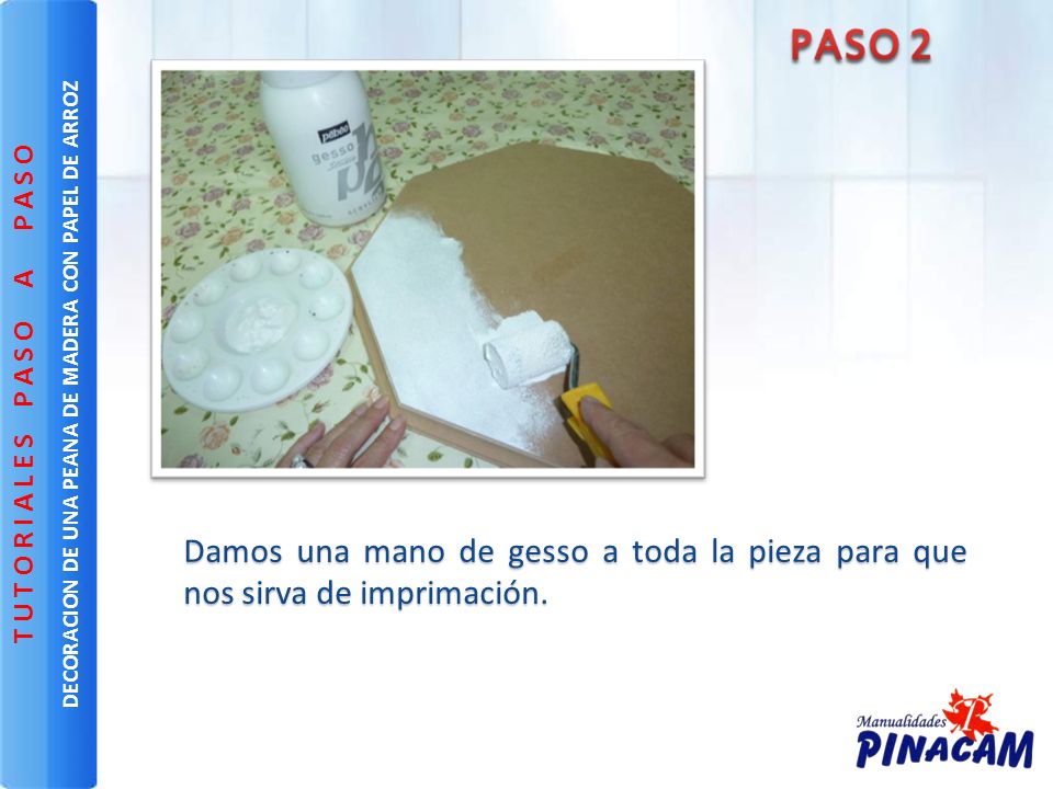 DECORACION DE UNA PEANA DE MADERA CON PAPEL DE ARROZ