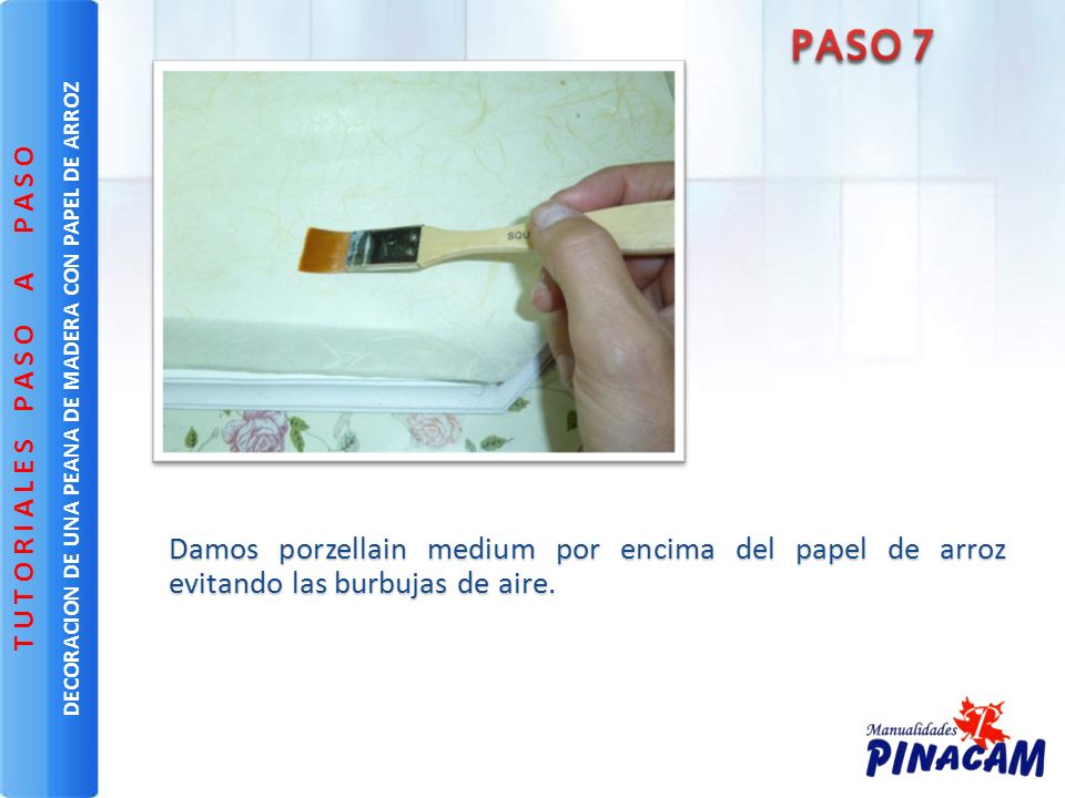 DECORACION DE UNA PEANA DE MADERA CON PAPEL DE ARROZ