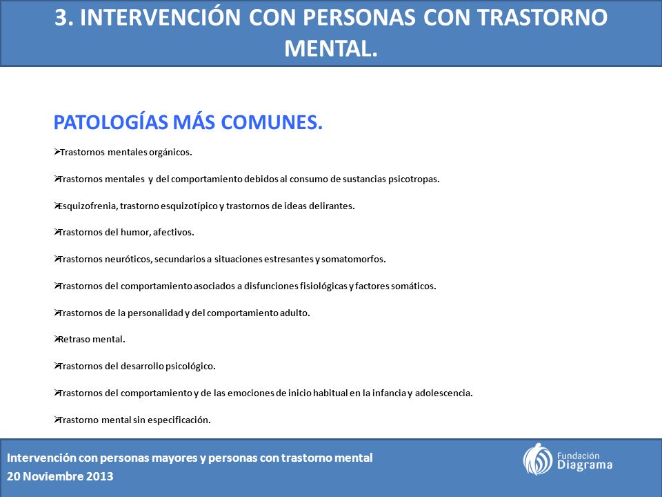 3. INTERVENCIÓN CON PERSONAS CON TRASTORNO MENTAL.