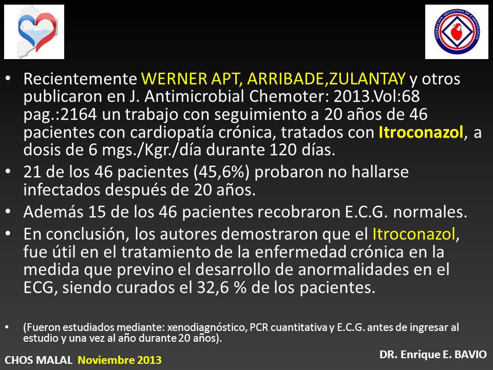 Además 15 de los 46 pacientes recobraron E.C.G. normales.