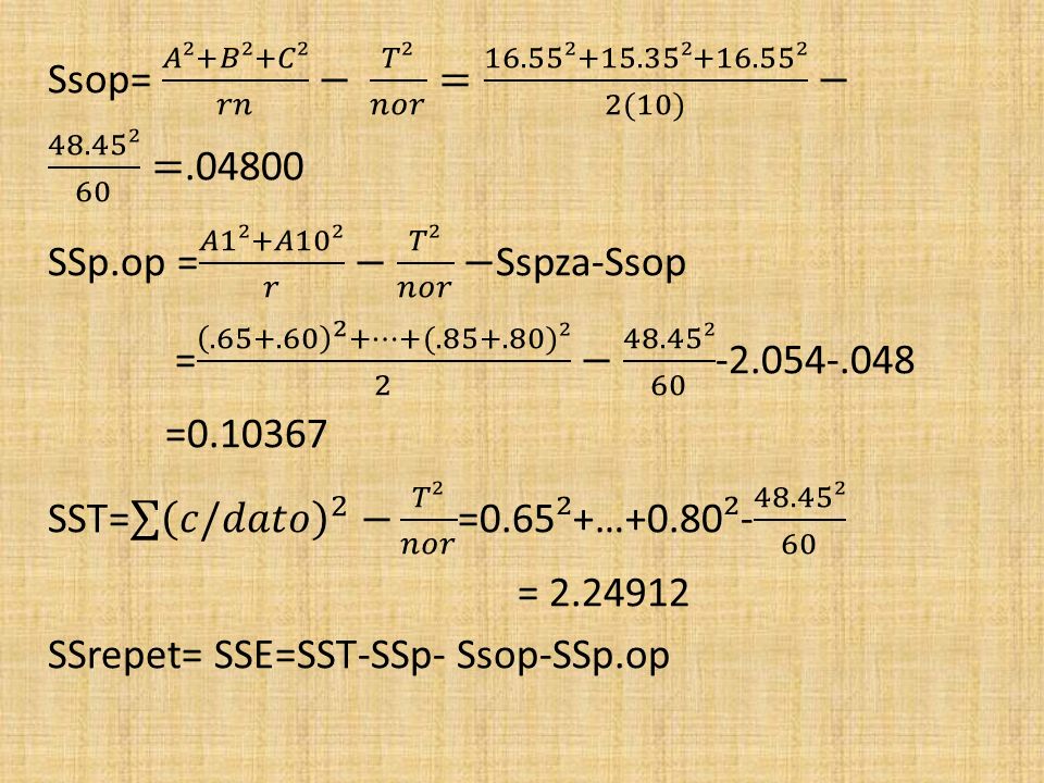 Ssop= 𝐴²+𝐵²+𝐶² 𝑟𝑛 − 𝑇² 𝑛𝑜𝑟 = ² ² ² 2(10) − 48