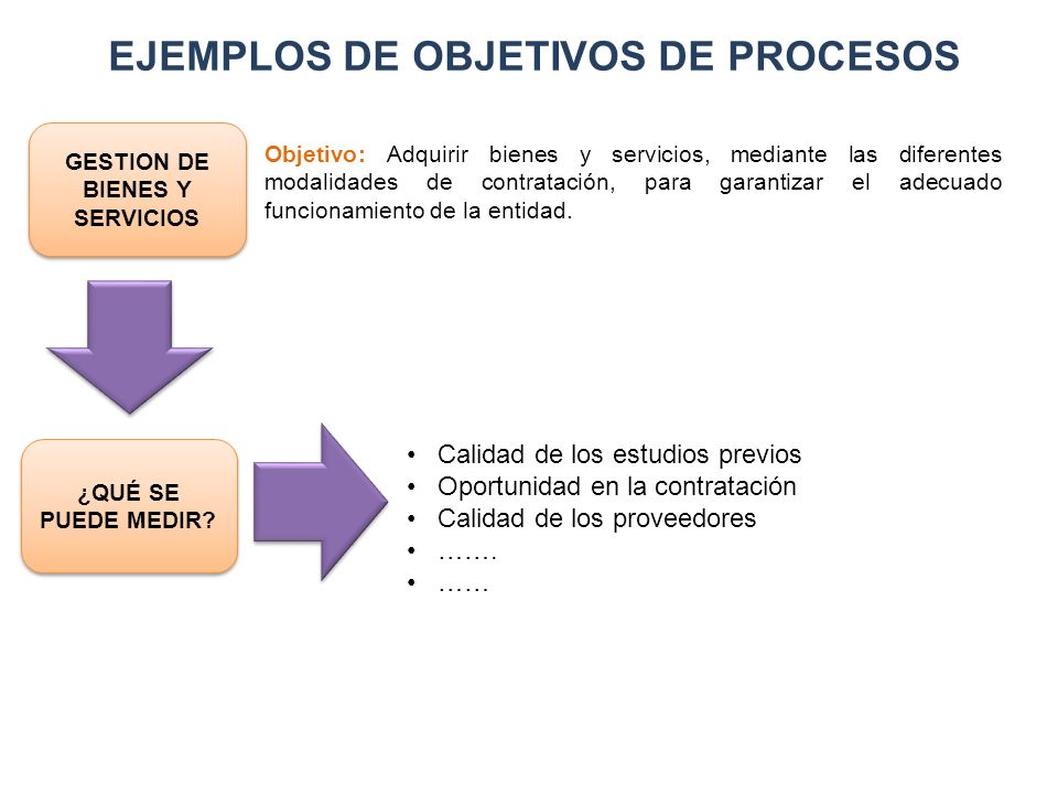 EJEMPLOS DE OBJETIVOS DE PROCESOS GESTION DE BIENES Y SERVICIOS
