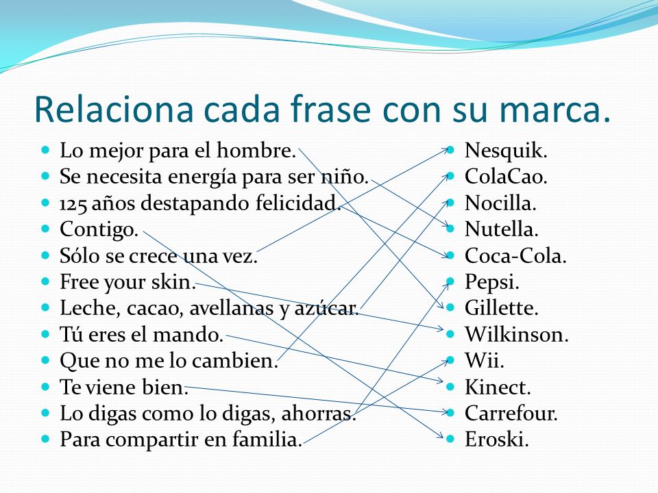 Relaciona cada frase con su marca.