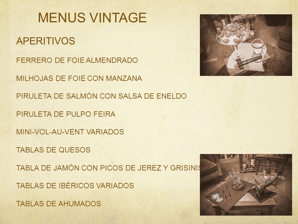 MENUS VINTAGE APERITIVOS FERRERO DE FOIE ALMENDRADO