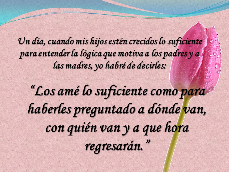 Un día, cuando mis hijos estén crecidos lo suficiente para entender la lógica que motiva a los padres y a las madres, yo habré de decirles: