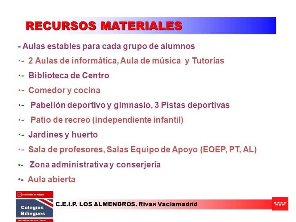RECURSOS MATERIALES - Aulas estables para cada grupo de alumnos