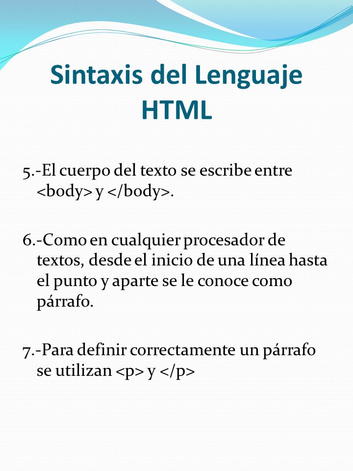 Sintaxis del Lenguaje HTML