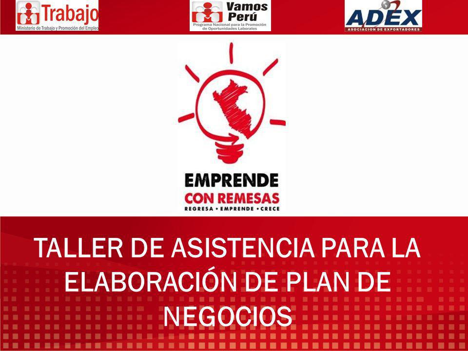 TALLER DE ASISTENCIA PARA LA ELABORACIÓN DE PLAN DE NEGOCIOS