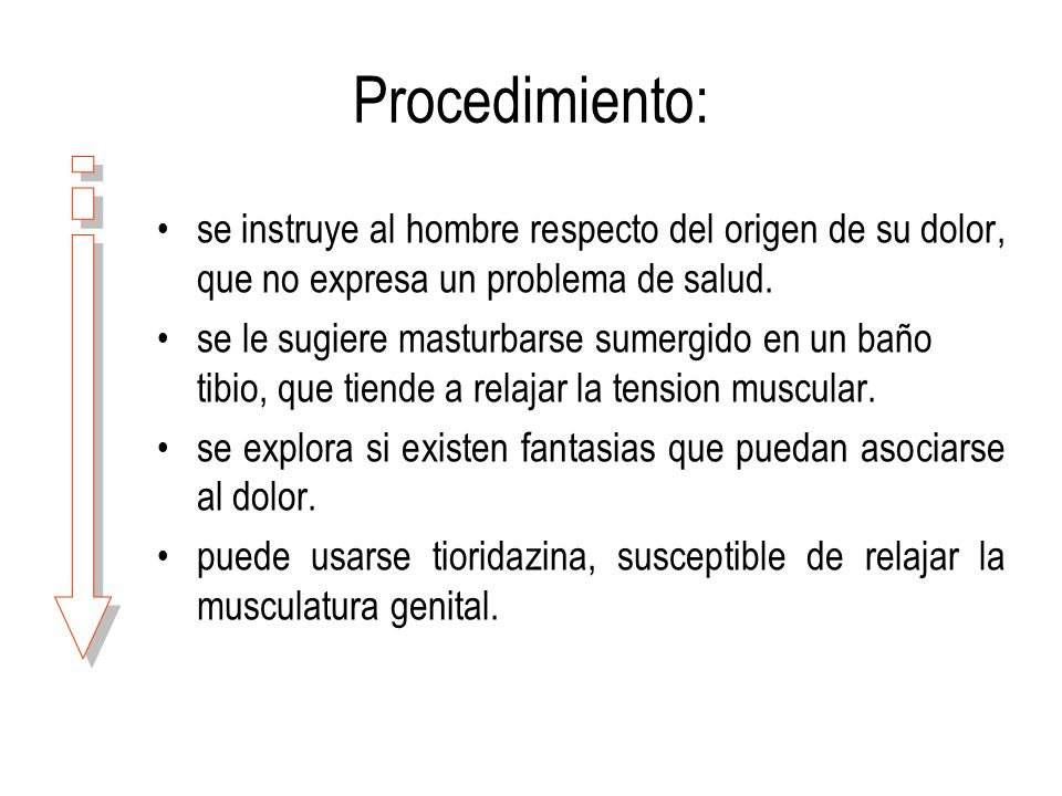 Procedimiento: se instruye al hombre respecto del origen de su dolor, que no expresa un problema de salud.