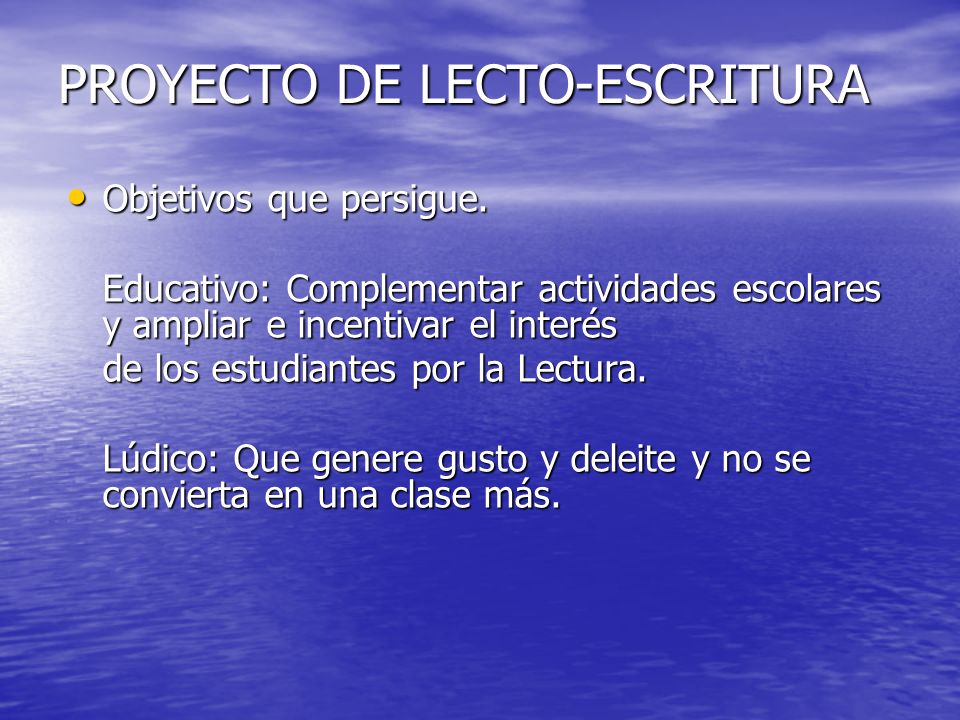 PROYECTO DE LECTO-ESCRITURA
