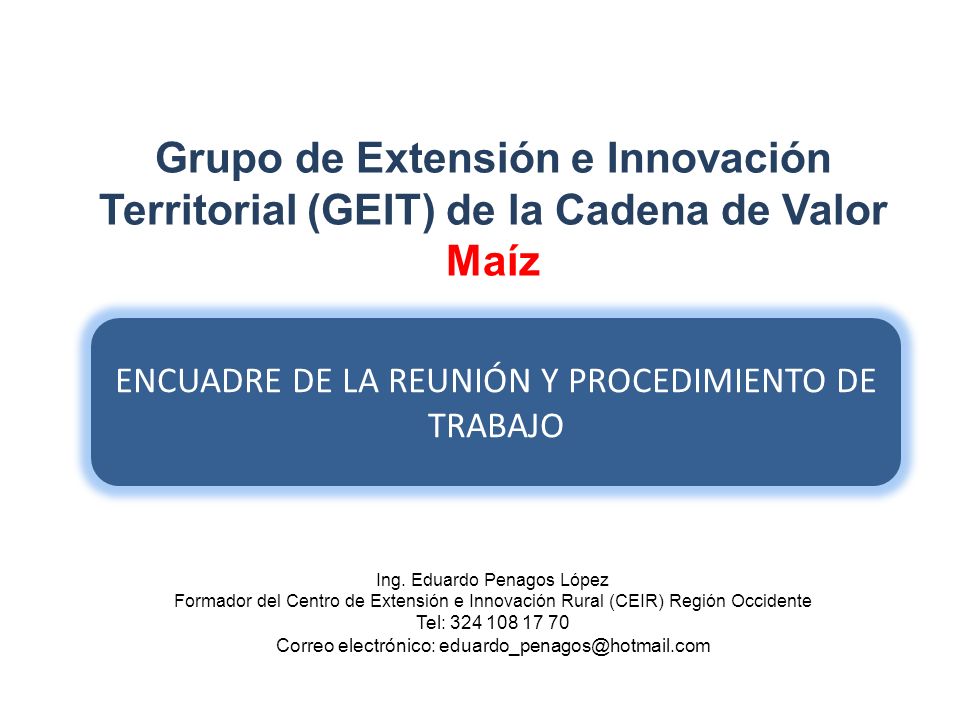 Grupo de Extensión e Innovación Territorial (GEIT) de la Cadena de Valor Maíz