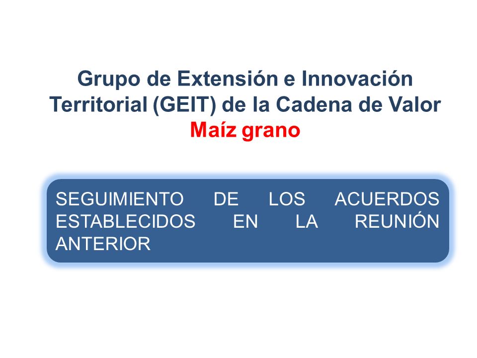 Grupo de Extensión e Innovación Territorial (GEIT) de la Cadena de Valor Maíz grano