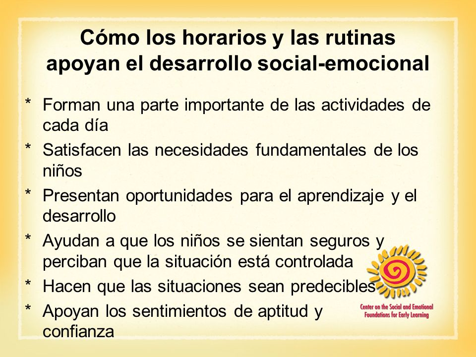 Cómo los horarios y las rutinas apoyan el desarrollo social-emocional