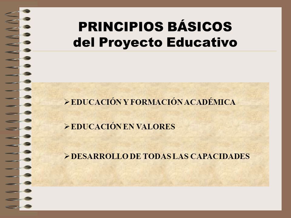 PRINCIPIOS BÁSICOS del Proyecto Educativo