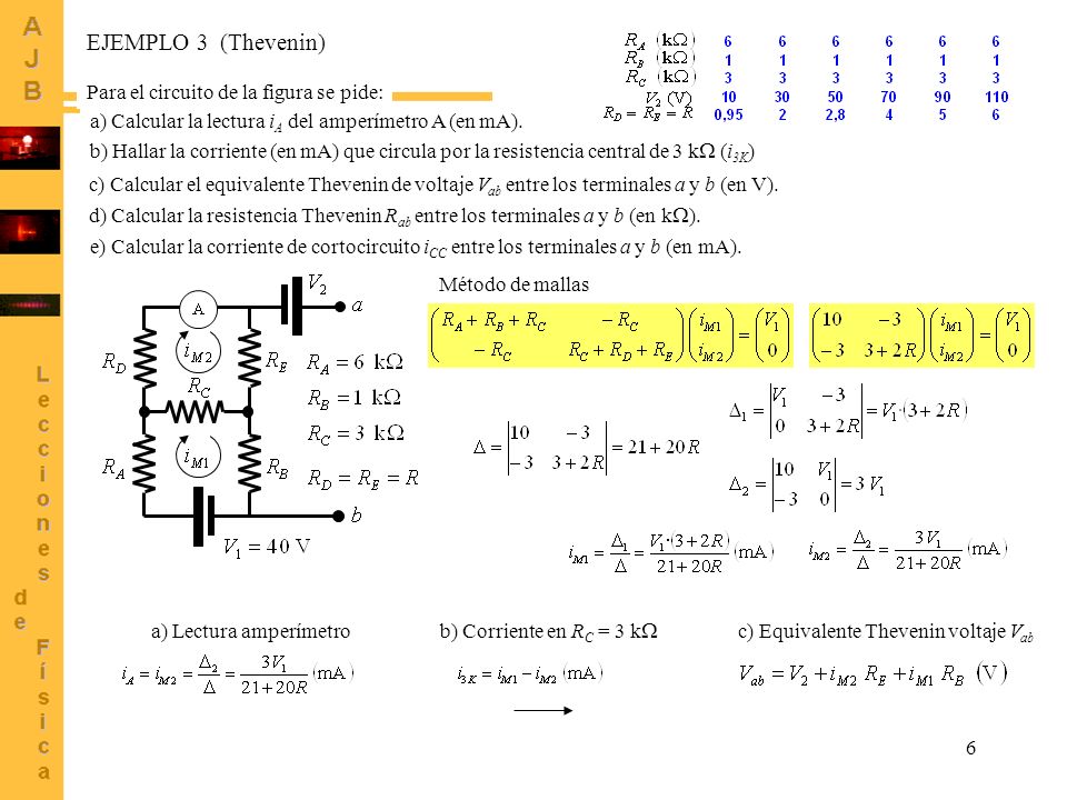 EJEMPLO 3 (Thevenin) Para el circuito de la figura se pide: