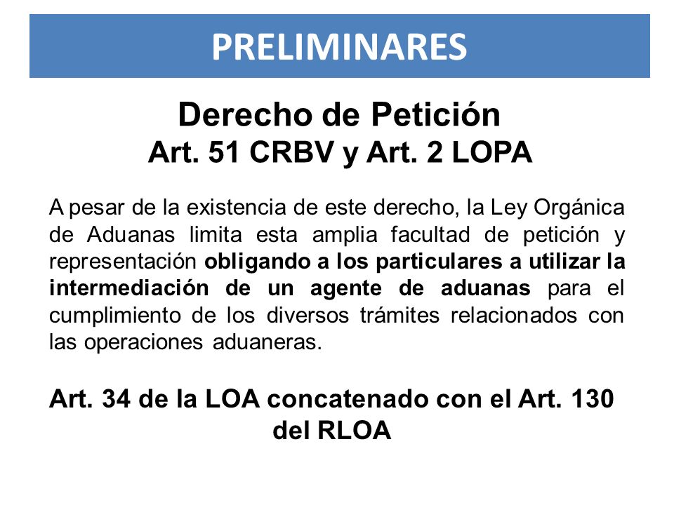 Art. 34 de la LOA concatenado con el Art. 130 del RLOA