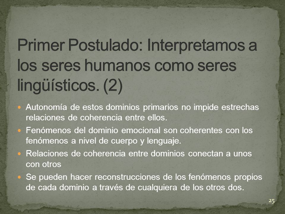 Primer Postulado: Interpretamos a los seres humanos como seres lingüísticos. (2)