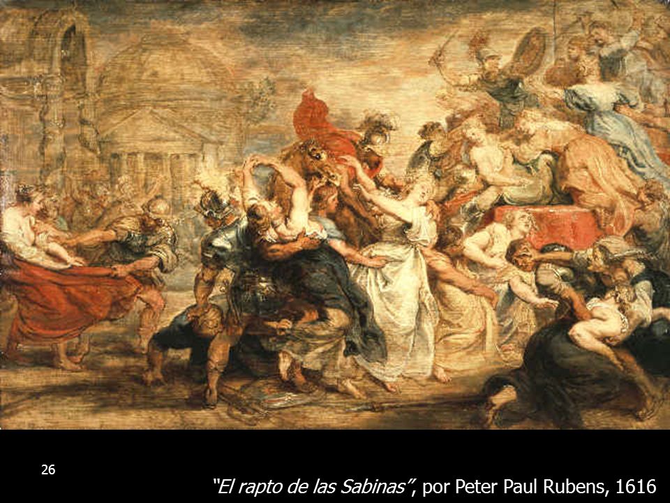 El rapto de las Sabinas , por Peter Paul Rubens, 1616