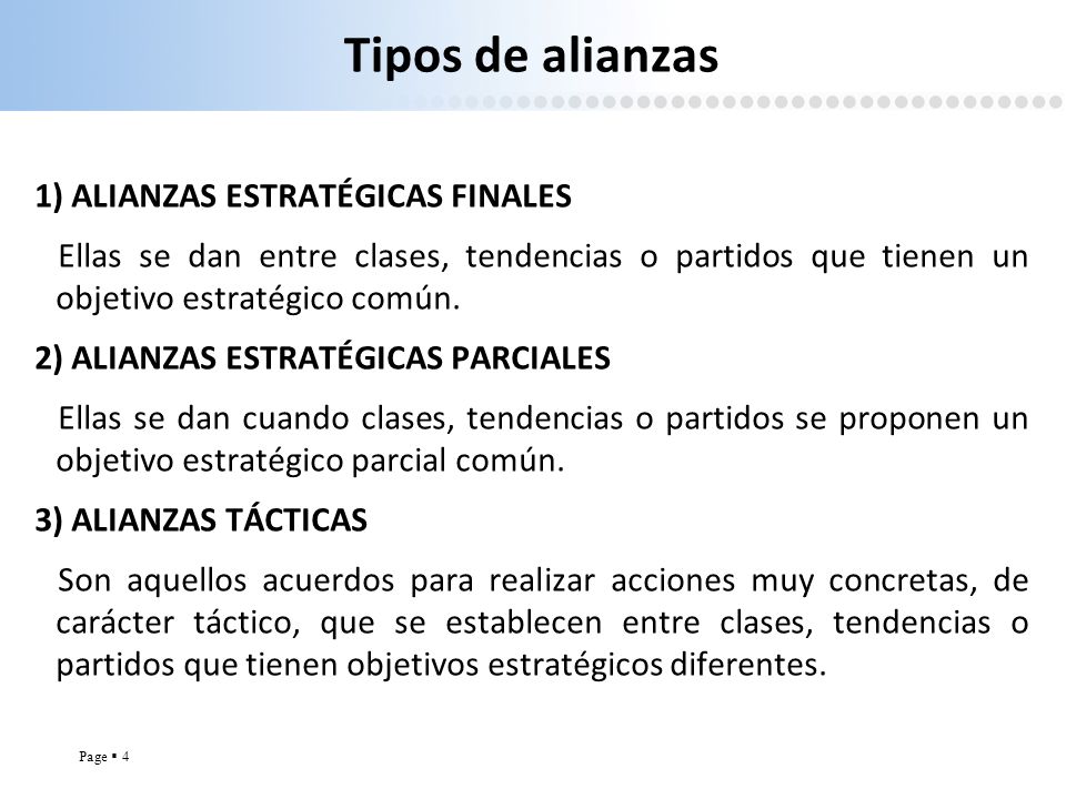 Tipos de alianzas 1) ALIANZAS ESTRATÉGICAS FINALES