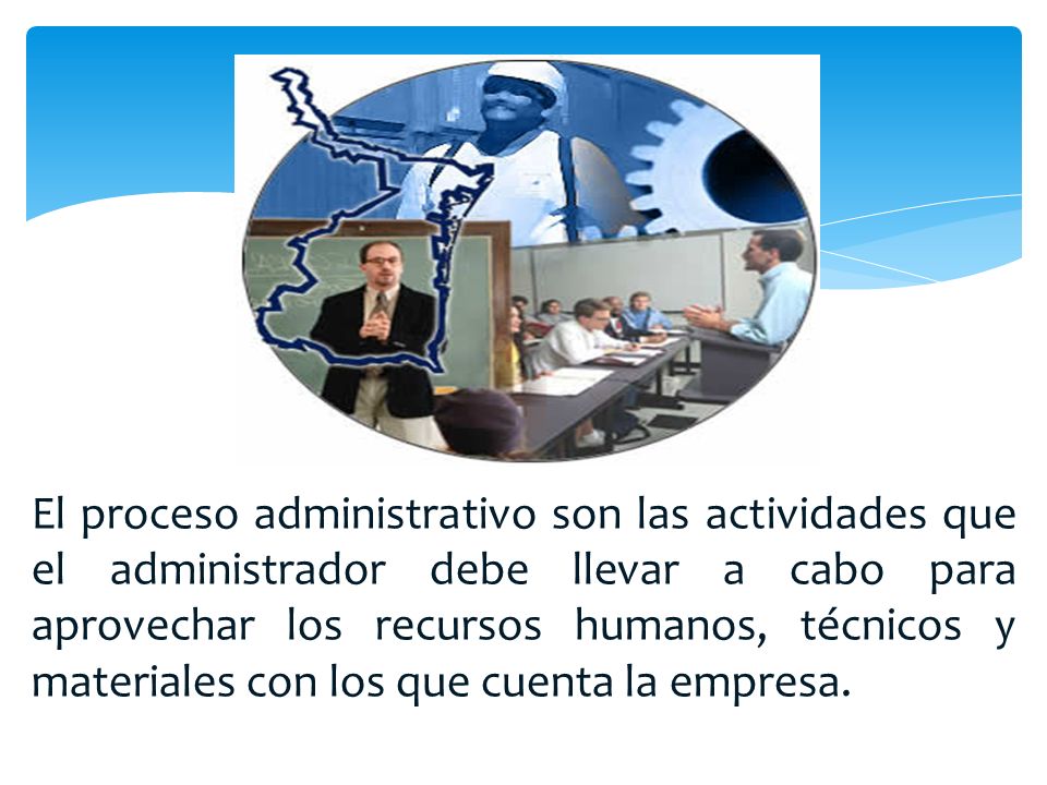El proceso administrativo son las actividades que el administrador debe llevar a cabo para aprovechar los recursos humanos, técnicos y materiales con los que cuenta la empresa.
