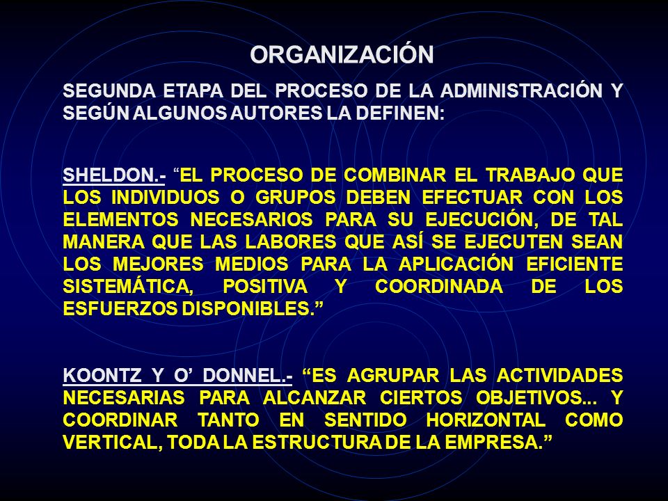 ORGANIZACIÓN SEGUNDA ETAPA DEL PROCESO DE LA ADMINISTRACIÓN Y SEGÚN ALGUNOS AUTORES LA DEFINEN:
