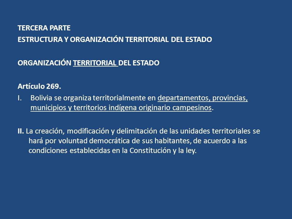 TERCERA PARTE ESTRUCTURA Y ORGANIZACIÓN TERRITORIAL DEL ESTADO. ORGANIZACIÓN TERRITORIAL DEL ESTADO.