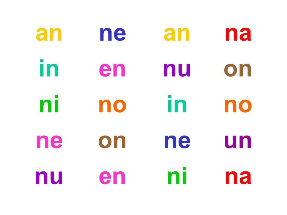 an ne an na in en nu on ni no in no ne on ne un nu en ni na