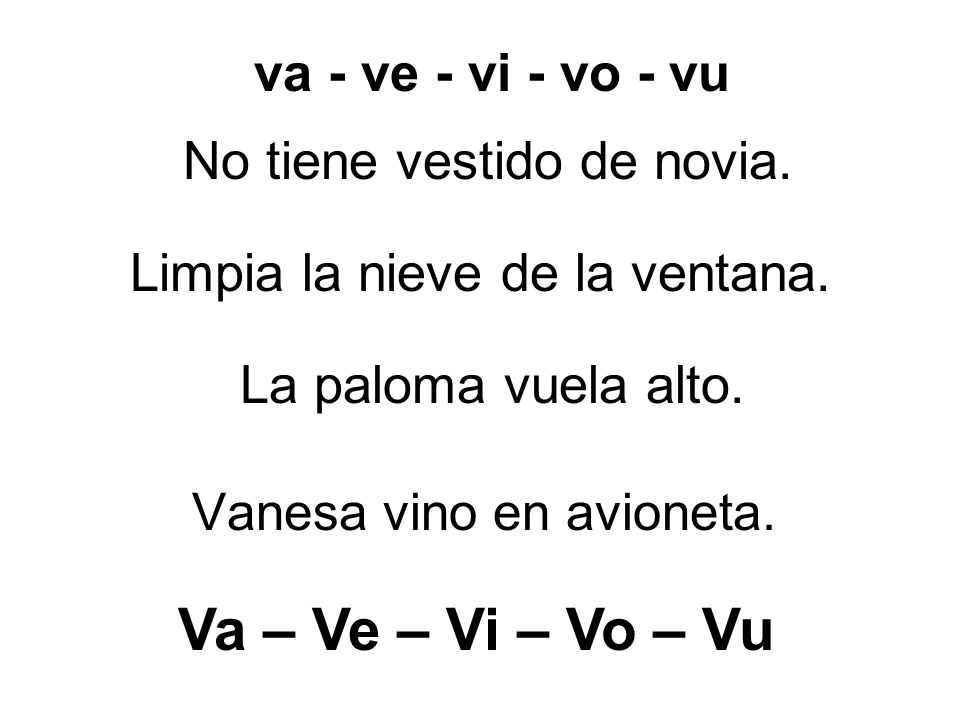 Va – Ve – Vi – Vo – Vu va - ve - vi - vo - vu