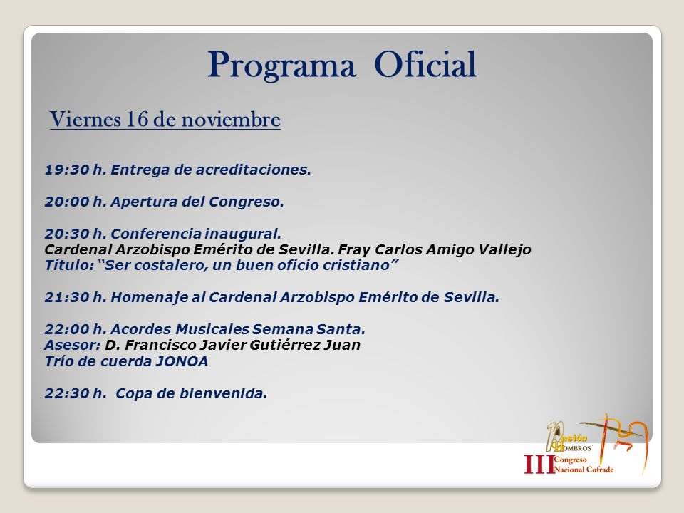 Programa Oficial Viernes 16 de noviembre