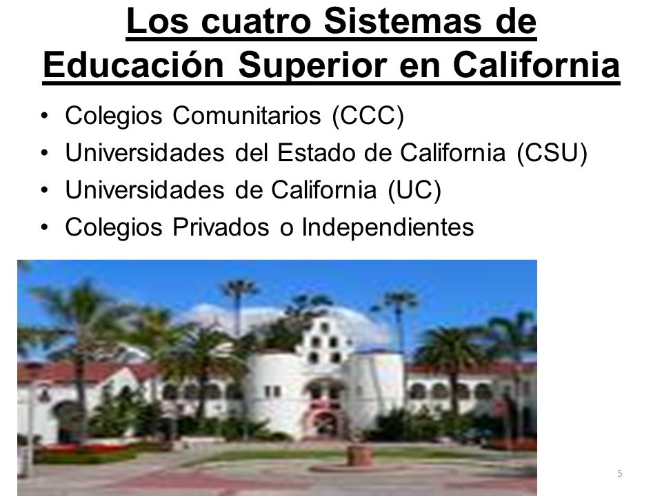 Los cuatro Sistemas de Educación Superior en California
