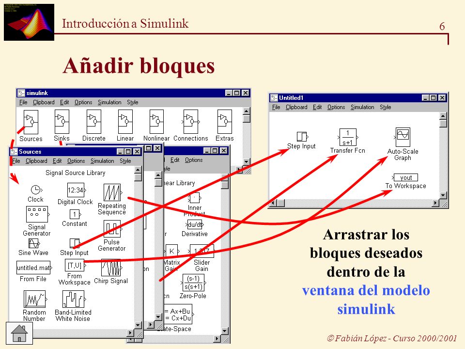 doble click en un icono para desplegar los bloques de