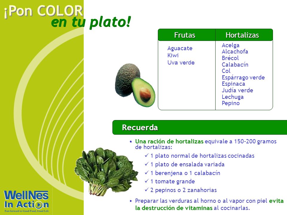 Recuerda Frutas Hortalizas Rojo Aguacate Kiwi Uva verde Acelga