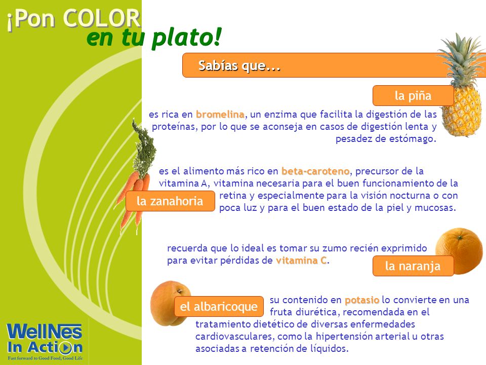 Sabías que... la piña la zanahoria la naranja el albaricoque