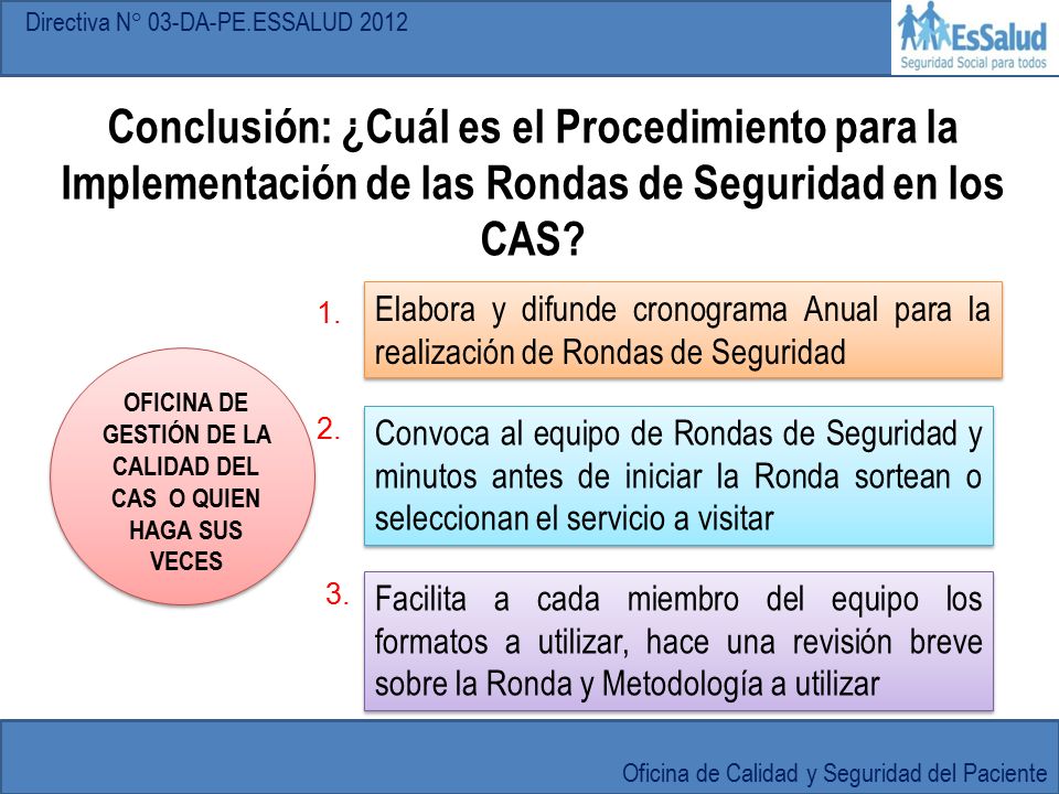 OFICINA DE GESTIÓN DE LA CALIDAD DEL CAS O QUIEN HAGA SUS VECES