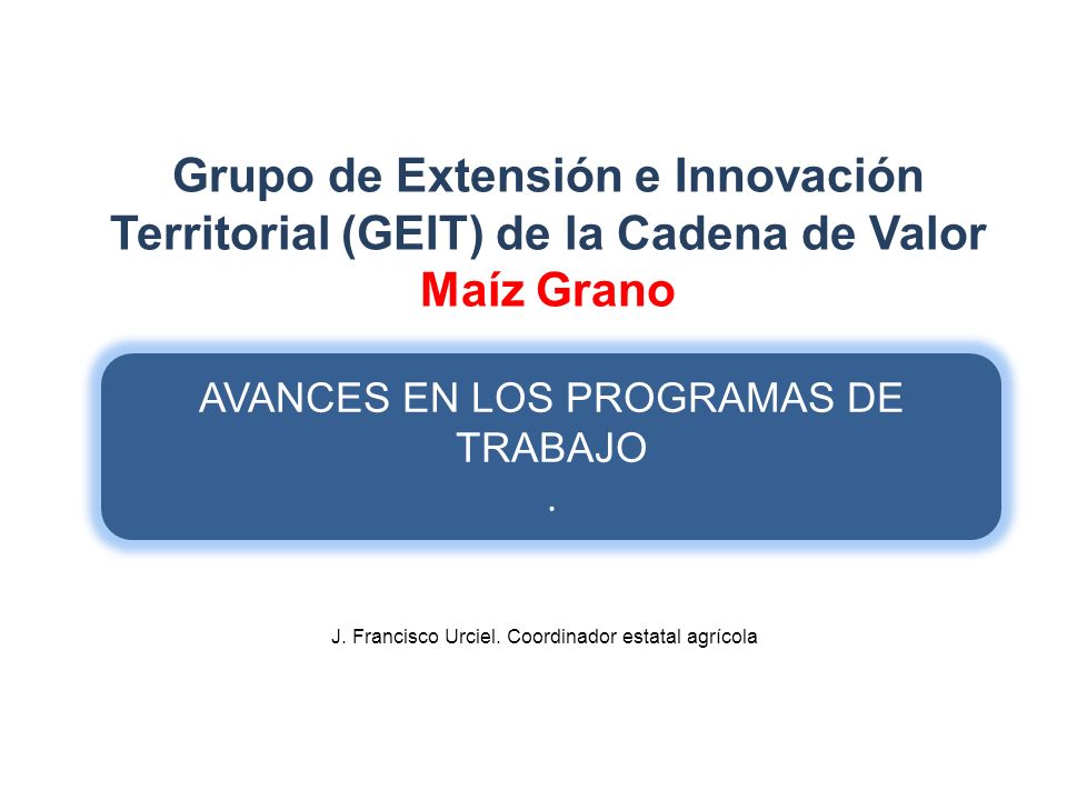 Grupo de Extensión e Innovación Territorial (GEIT) de la Cadena de Valor Maíz Grano