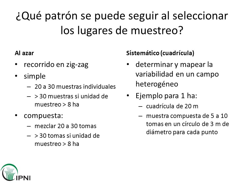 ¿Qué patrón se puede seguir al seleccionar los lugares de muestreo