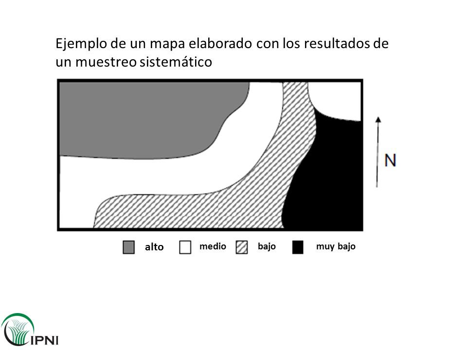 Ejemplo de un mapa elaborado con los resultados de un muestreo sistemático