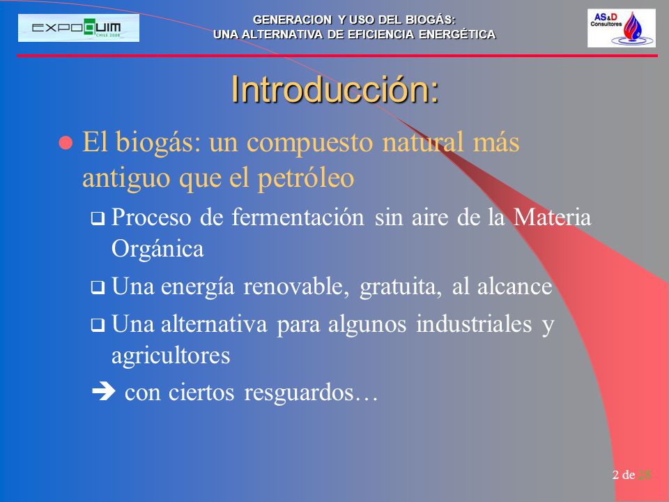 Introducción: El biogás: un compuesto natural más antiguo que el petróleo. Proceso de fermentación sin aire de la Materia Orgánica.