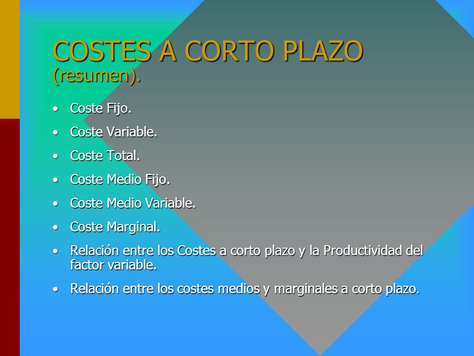 COSTES A CORTO PLAZO (resumen).