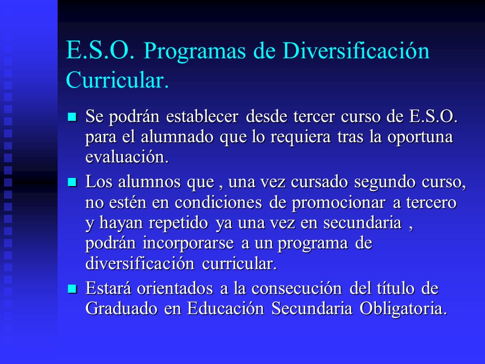 E.S.O. Programas de Diversificación Curricular.