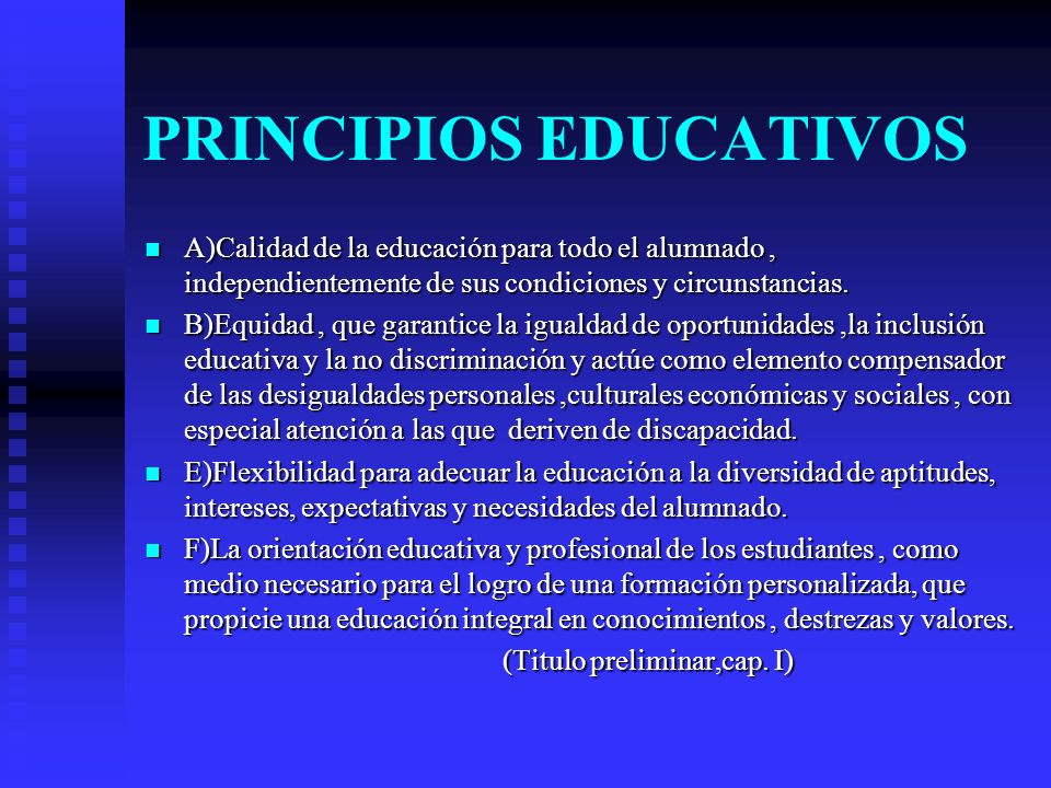 PRINCIPIOS EDUCATIVOS