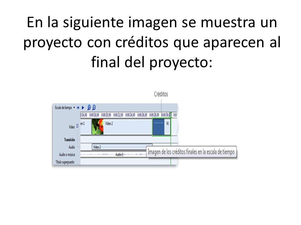En la siguiente imagen se muestra un proyecto con créditos que aparecen al final del proyecto: