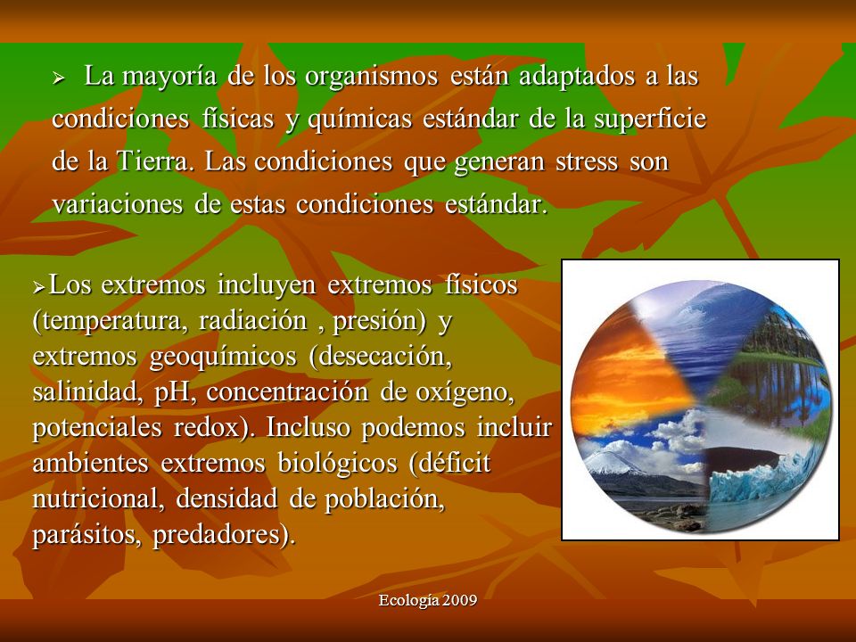 La mayoría de los organismos están adaptados a las