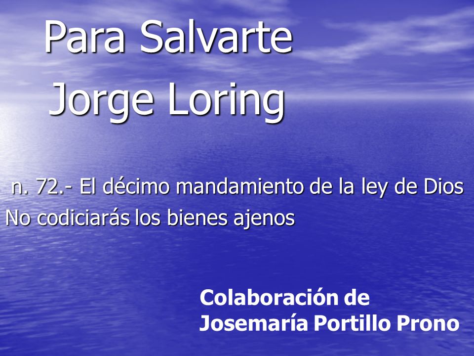 n El décimo mandamiento de la ley de Dios
