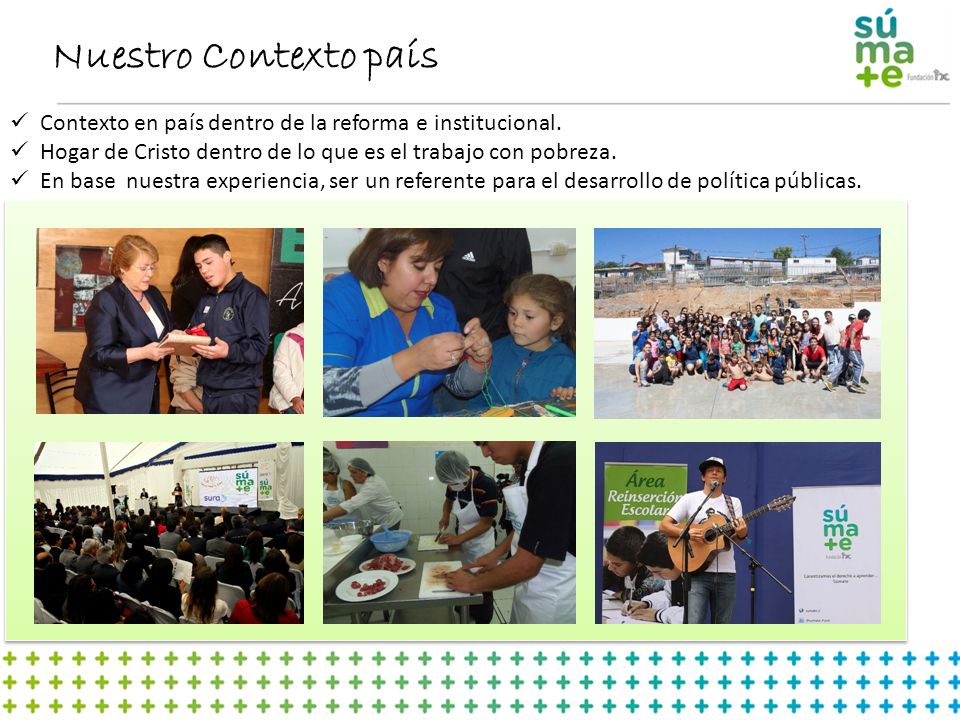 Nuestro Contexto país Contexto en país dentro de la reforma e institucional. Hogar de Cristo dentro de lo que es el trabajo con pobreza.